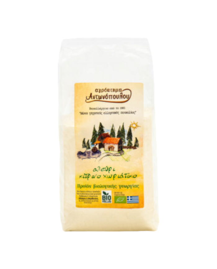 Αλεύρι κίτρινο χωριάτικο  βιολογικής γεωργίας 1Kg